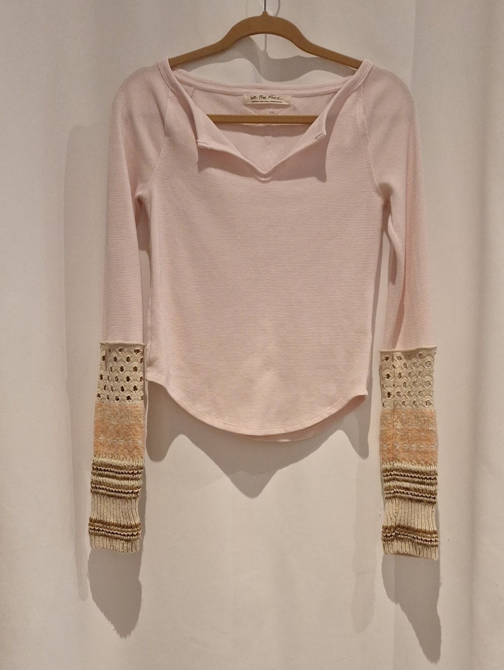 We The Free Cozy Craft Cuff Waffle Thermal Longsleeve Top Size M